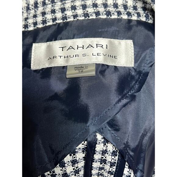Tahari ASL Women's Check Suit Blazer Office Siren Corpcore Blue Lined Size 10 - Picture 4 of 15